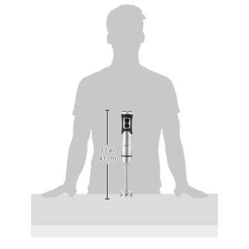 Amazon Basics 500 Watt Multi-Speed Immersion Hand Blender, Silver