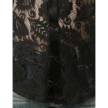 ZEROYAA Mens Night Club Style Lace Leaves Shirts Long Sleeve Button Down Sexy Mesh See Through Dress Shirts ZLCL07 03 Small