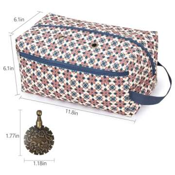 Meitward Crochet Bag with Thread Cutter, Portable Knitting Bag Yarn Storage Organizer for Crochet Hooks, Knitting Needles and Other Accessories, Gift for Mom Women