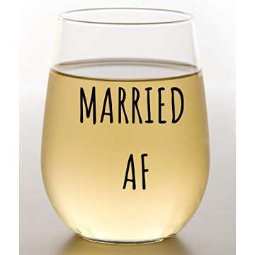 Married AF Wine Glass And Beer Glass Gift Set - Funny Mr And Mrs Wedding Or Engagement Gifts - Great...