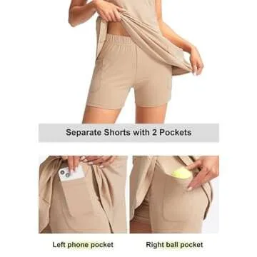 Viodia Women's Tennis Golf Dress with Shorts - Light Khaki