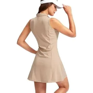 Viodia Women's Tennis Golf Dress with Shorts - Light Khaki