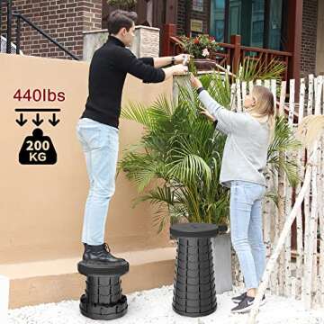 Upgraded Telescoping Stool Collapsible Stool with Seat Cushion & Bag, Retractable Folding Camping St...