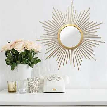 Stratton Home Decor SHD0144 Bella Wall Mirror, 20.00 W X 1.00 D X 20.00 H, Gold