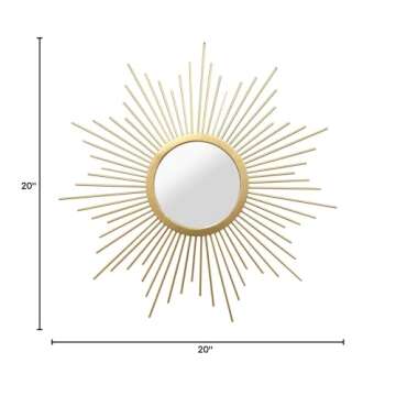 Stratton Home Decor SHD0144 Bella Wall Mirror, 20.00 W X 1.00 D X 20.00 H, Gold