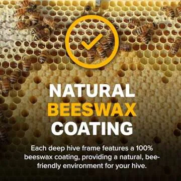 Mann Lake Premium Beekeeping Frames, Fully Assembled, Deep Rite-Cell Hive Frames, Beeswax Coating, Universal Fit, BPA & BPS Free, 6 1/4 Inches, Natural, 10-Pack
