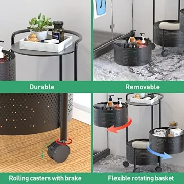 JAQ Rotating Storage Rack with 3-Tier Detachable Baskets