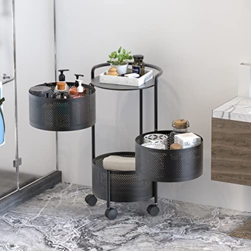 JAQ Rotating Storage Rack with 3-Tier Detachable Baskets