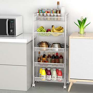 JANE EYRE 5-Tier Utility Rolling Cart for Home & Office