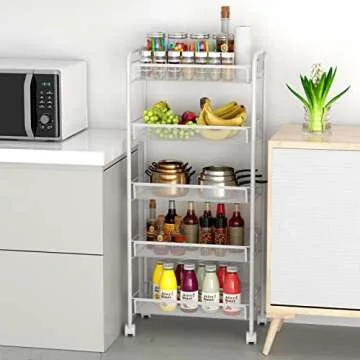 JANE EYRE 5-Tier Utility Rolling Cart for Home & Office