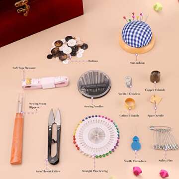 Handheld Sewing Machine with 153 Supplies for Home and Crafting