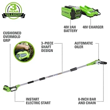 Greenworks 40V Cordless 8" Pole Saw for Easy Trimming