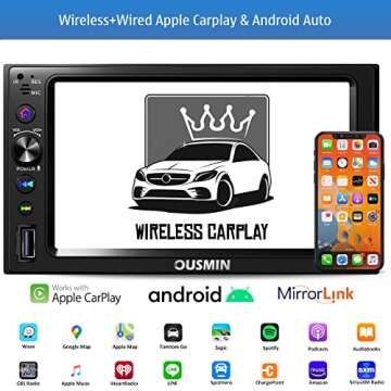 Wireless Carplay Double Din Car Stereo with Back Cam