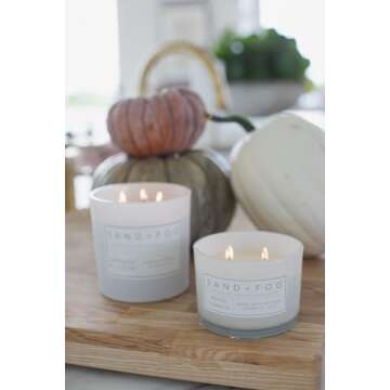 Sand + Fog Scented Candle - White Pumpkin – Additional Scents and Sizes – 100% Cotton Lead-Free Wick - Luxury Air Freshening Jar Candles - Perfect Home Decor – 12oz