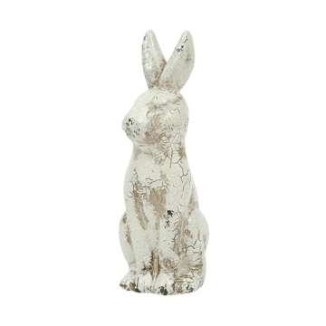 Ceramic Rabbit with Distressed Cream Finish