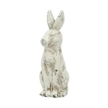 Ceramic Rabbit with Distressed Cream Finish