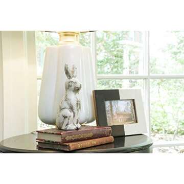 Ceramic Rabbit with Distressed Cream Finish