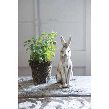 Ceramic Rabbit with Distressed Cream Finish