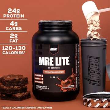 REDCON1 MRE Lite Whole Food Protein Powder, Oatmeal Chocolate Chip - Low Carb & Whey Free Meal Repla...
