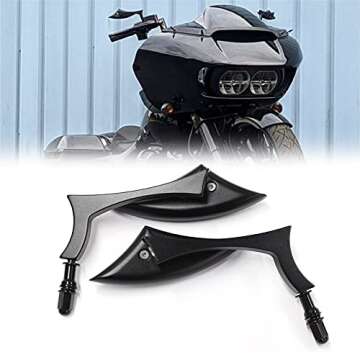Black Sportster Mirrors for Harley Road King Street Electra Glide Road Glide Dyna Softail Rearview 1...