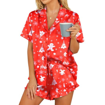 HOTOUCH Women's Christmas Silky Satin Pajamas Set - Luxurious Comfort & Style