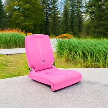 Step2 Foldable Adult Flip Seat, Portable Outdoor Chair for Poolside, Tailgating, Camping, Picnic Chair, Provides Back Support When Sitting on Ground, Bright Pink