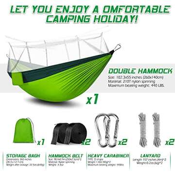 Rusee Lightweight Outdoor Hammock with Bug Netting