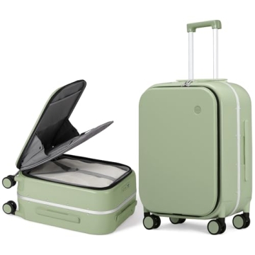 Mixi Carry On Luggage, 20'' Suitcase with Front Laptop Pocket, Travel Rolling Luggage Aluminum Frame...