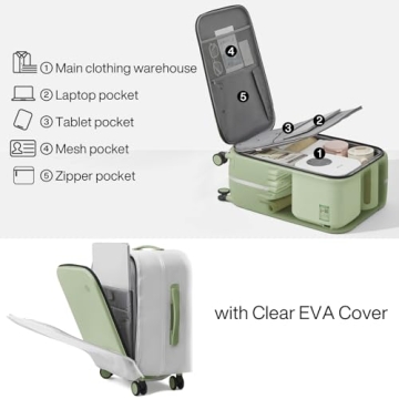 Mixi 20'' Carry On Luggage with Laptop Pocket - Avocado Green