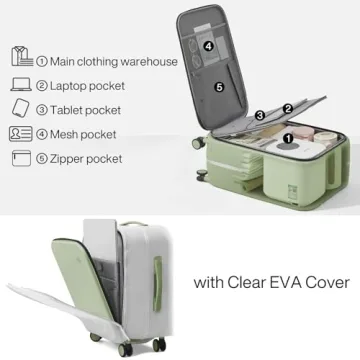 Mixi 20'' Carry On Luggage with Laptop Pocket - Avocado Green