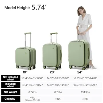 Mixi 20'' Carry On Luggage with Laptop Pocket - Avocado Green