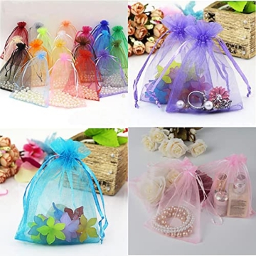 SAOYOAS 100Pcs 4x6 inch Drawstring Organza Bags