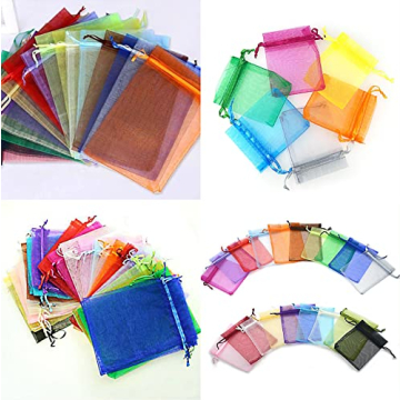 SAOYOAS 100Pcs 4x6 inch Drawstring Organza Bags