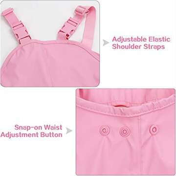 Kids Rain Pants, Toddler Waterproof Little/Big Boys Girls Pants, Trail and Rain Splash Overalls, Mud...