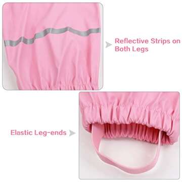 Kids Rain Pants, Toddler Waterproof Little/Big Boys Girls Pants, Trail and Rain Splash Overalls, Mud Dirty Proof Rain Suspender Trousers (Pink, S)