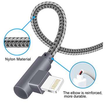 APFEN MFi Certified Lightning iPhone Charger Cord 90 Degree Fast Data Cable Nylon Braided Compatible...