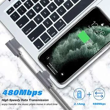 Durable 10FT 90 Degree Lightning iPhone Charger Cord