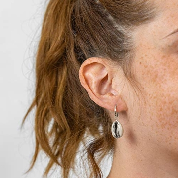 Stylish Columbus Cowrie Charm Huggie Hoop Earrings