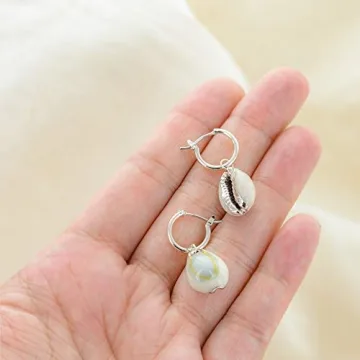 Stylish Columbus Cowrie Charm Huggie Hoop Earrings