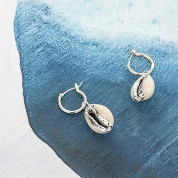 Stylish Columbus Cowrie Charm Huggie Hoop Earrings
