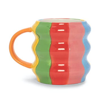 Rainbow Stripe Ceramic Mug 18 Oz Dishwasher Microwave Safe