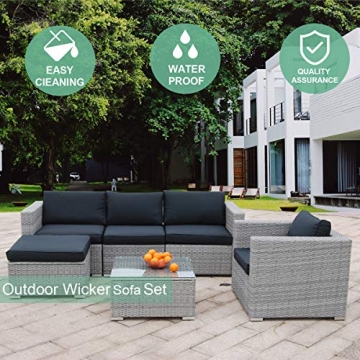 Polar Aurora 6pcs Patio Sofa Set with Stylish Comfort