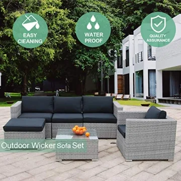 Polar Aurora 6pcs Patio Sofa Set with Stylish Comfort