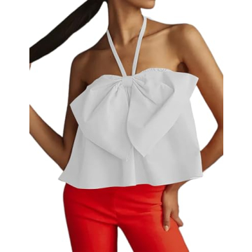 Meladyan Bow Knot Halter Top for Stylish Summer Wear