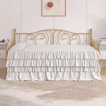 VECELO Metal Daybed Frame Multifunctional Platform Bed Sofa Mattress Foundation with Deluxe Headboard, Twin, Gold