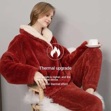 Orvila Womens Fleece Pajama Sets Kawaii Flannel Warm Sleepwear Winter Fuzzy Shearling Rollneck Loungewear 2 Piece Pjs Set (Grey,M)