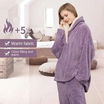 Orvila Women's Warm Fleece Pajama Sets for Cozy Nights