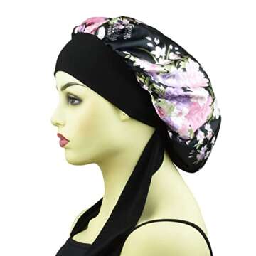 Silk Bonnet Satin Bonnet for Sleeping Curly Hair Cover Sleep Cap Silk Night Caps for Women Large Sil...