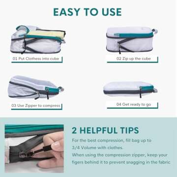 Compression Packing Cube Set 3pcs for Carryon Luggage, Travel Packing Organizers for Luggage/Backpack