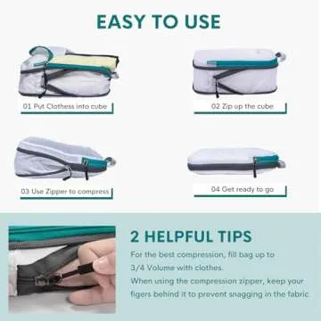 Compression Packing Cube Set 3pcs for Carryon Luggage, Travel Packing Organizers for Luggage/Backpack